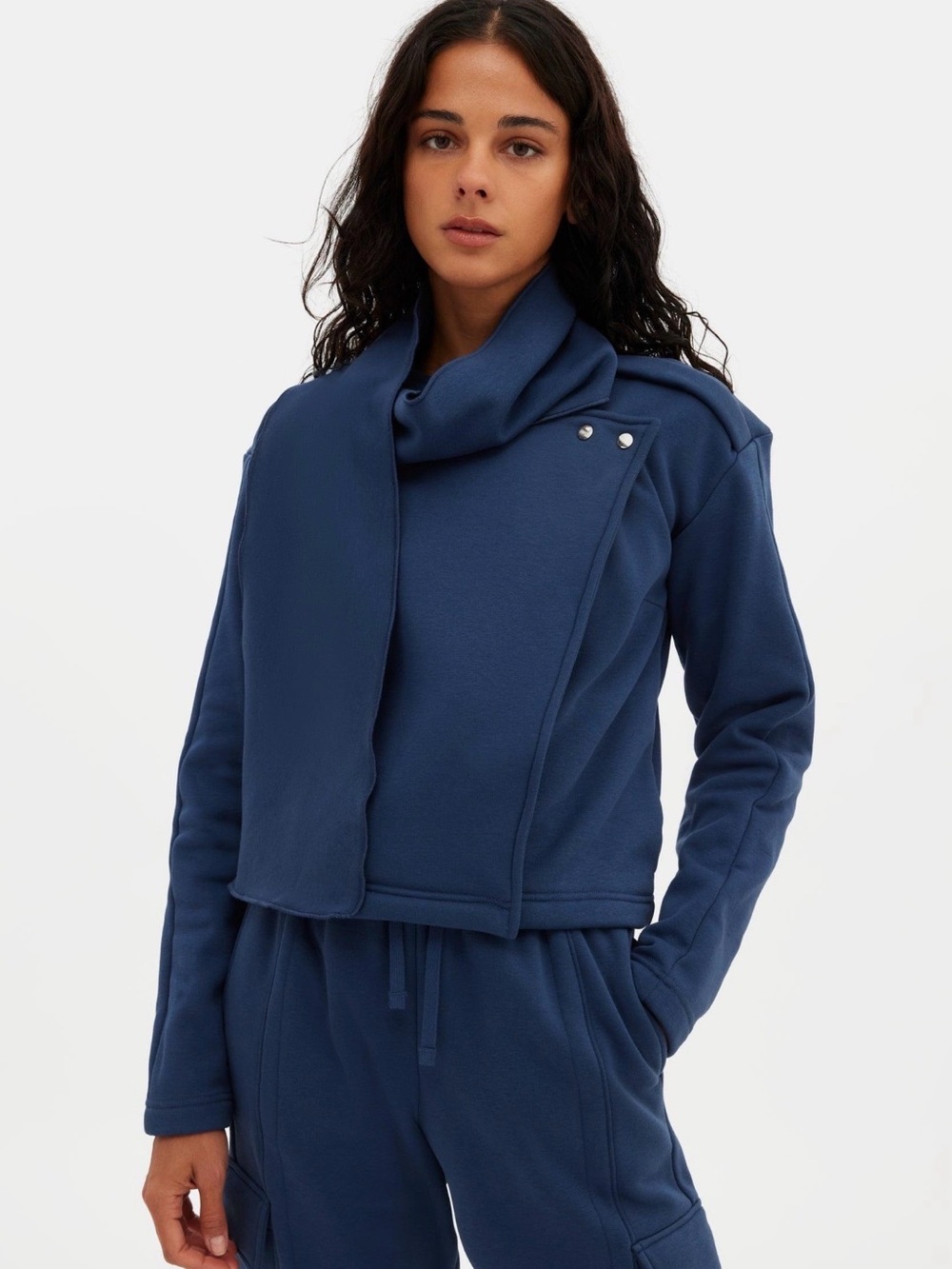 NWT Girlfriend Collective Jaya Scarf  Jacket Sargasso Navy Blue XL